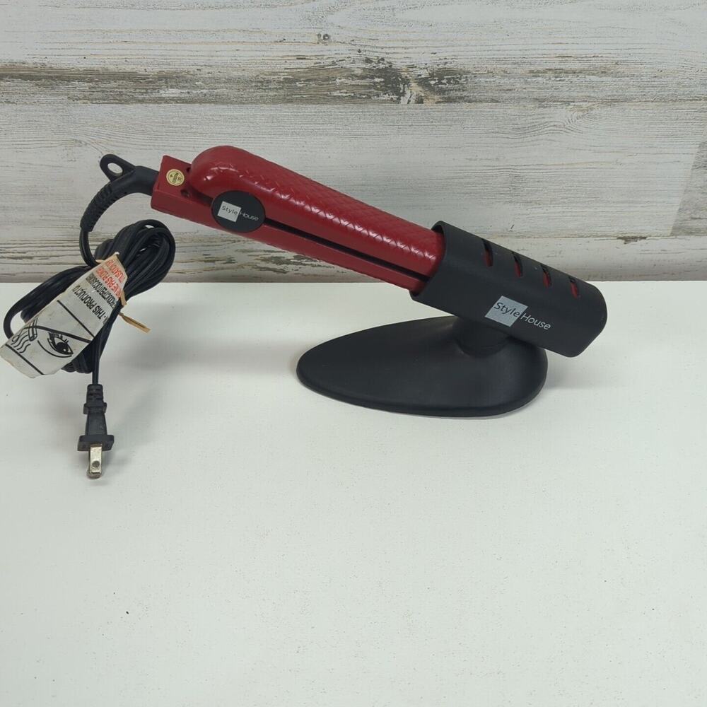 Style house 1656736 Black/Red Professional Hair Styling Flat Iron 1.25"‎ W/Base
